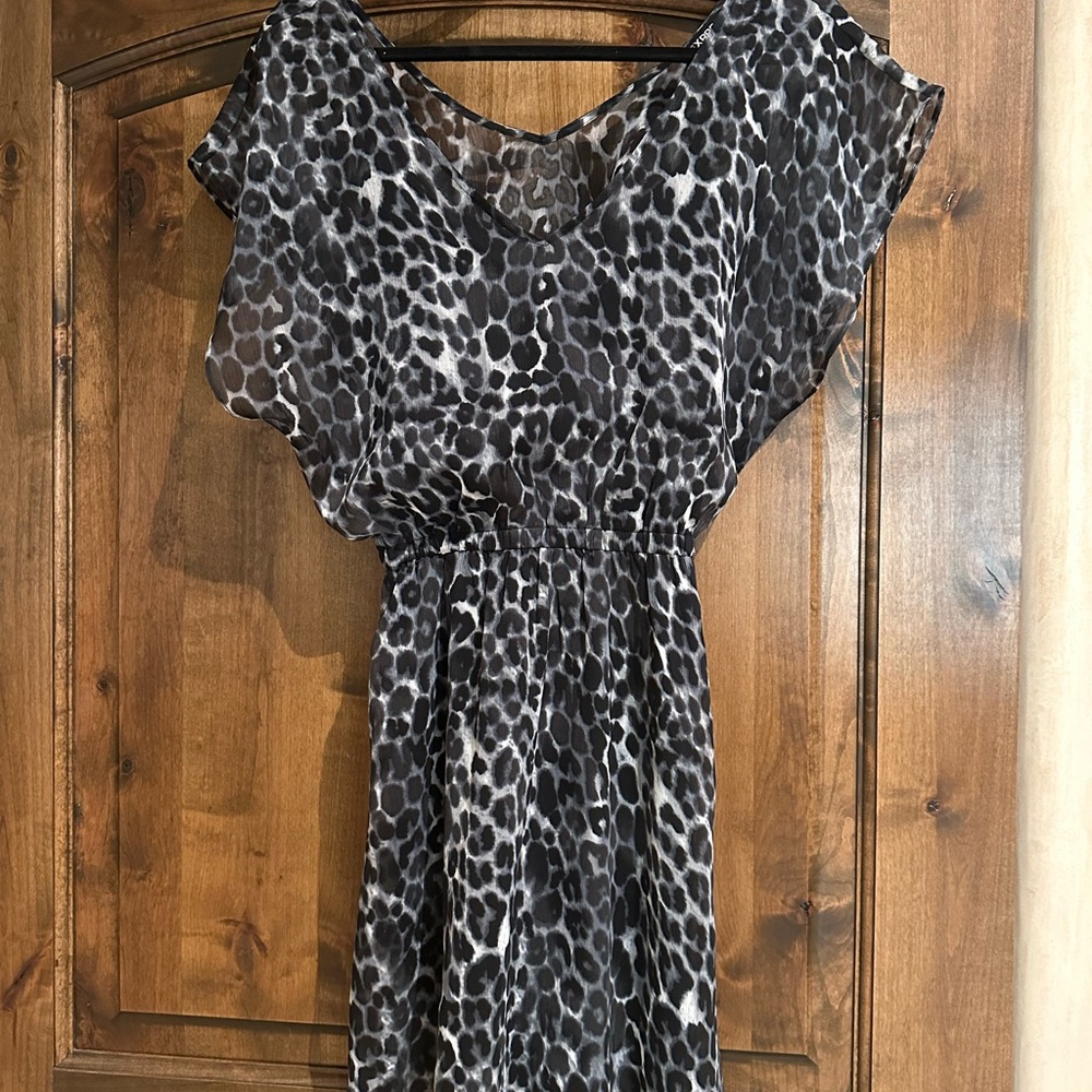 Chiffon black/Gray Leopard Dress